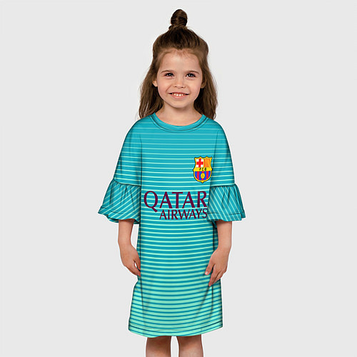 Детское платье Barcelona FC: Aqua / 3D-принт – фото 3