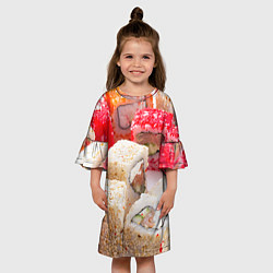 Платье клеш для девочки Роллы, цвет: 3D-принт — фото 2