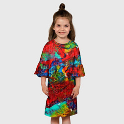 Платье клеш для девочки Разводы абстракции, цвет: 3D-принт — фото 2