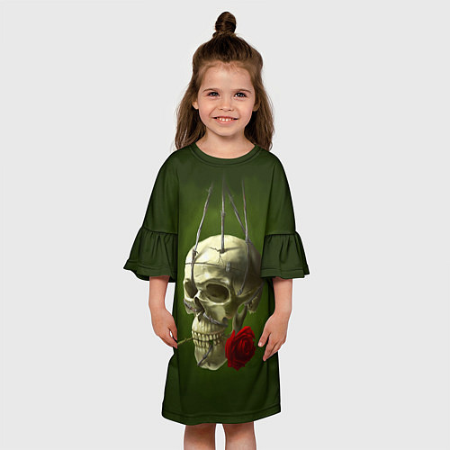 Детское платье Череп и роза / 3D-принт – фото 3