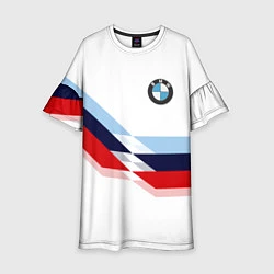 Платье клеш для девочки BMW БМВ WHITE, цвет: 3D-принт