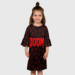 Платье клеш для девочки DOOM: Hellish signs, цвет: 3D-принт — фото 2