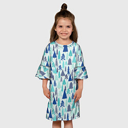 Платье клеш для девочки Зимний лес, цвет: 3D-принт — фото 2