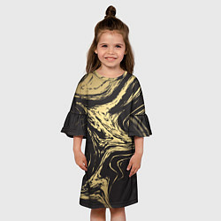 Платье клеш для девочки Золотой мрамор, цвет: 3D-принт — фото 2