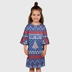 Платье клеш для девочки Fortnite: New Year, цвет: 3D-принт — фото 2
