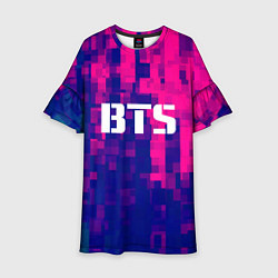 Платье клеш для девочки BTS: Blue & Pink Neon, цвет: 3D-принт