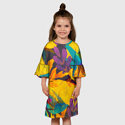 Платье клеш для девочки Солнечные тропики, цвет: 3D-принт — фото 2