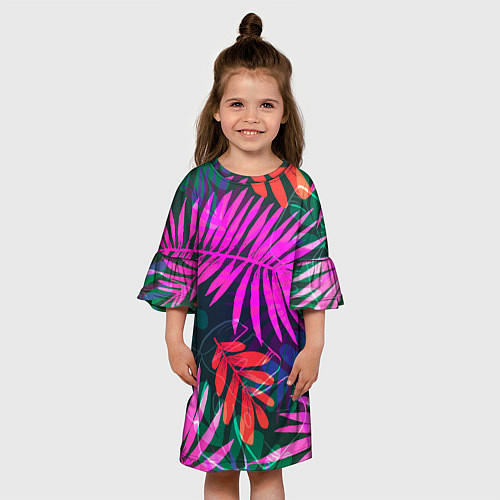 Детское платье Неоновые тропики / 3D-принт – фото 3