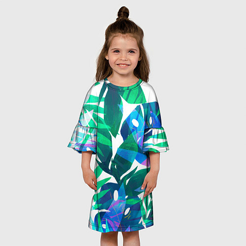 Детское платье Зеленые тропики / 3D-принт – фото 3