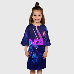 Платье клеш для девочки N7: Neon Space, цвет: 3D-принт — фото 2