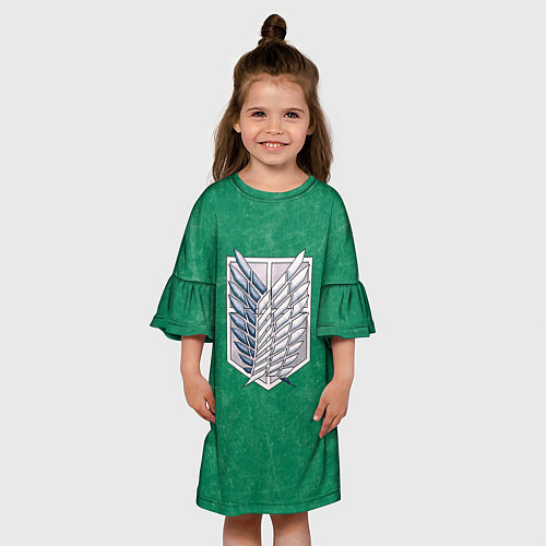 Детское платье АТАКА ТИТАНОВ Зеленый фон / 3D-принт – фото 3