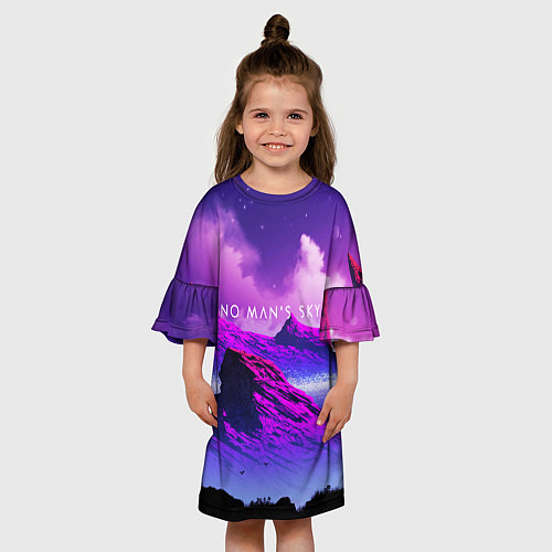 Детское платье No Man's Sky: Neon Mountains / 3D-принт – фото 3