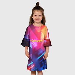 Платье клеш для девочки Cyberpunk 2077: Neon Style, цвет: 3D-принт — фото 2