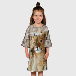 Платье клеш для девочки Львенок, цвет: 3D-принт — фото 2