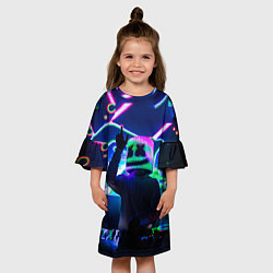 Платье клеш для девочки Marshmello: Neon DJ, цвет: 3D-принт — фото 2