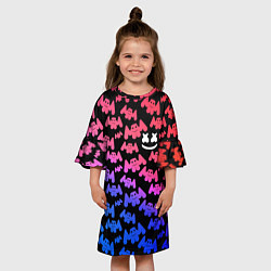 Платье клеш для девочки Marshmello: Pink & Violet, цвет: 3D-принт — фото 2