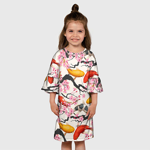 Детское платье Карпы кои в сакуре / 3D-принт – фото 3