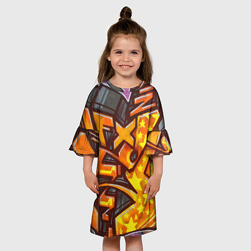 Детское платье Orange Graffiti / 3D-принт – фото 3