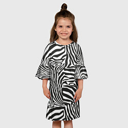 Платье клеш для девочки Полосы шкура зебры, цвет: 3D-принт — фото 2