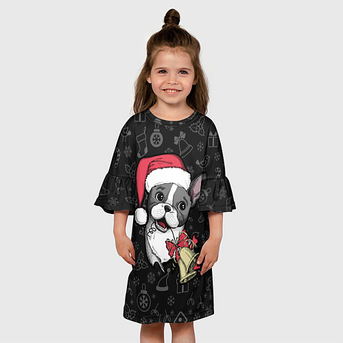 Детское платье Merry Christmas - french bulldog / 3D-принт – фото 3
