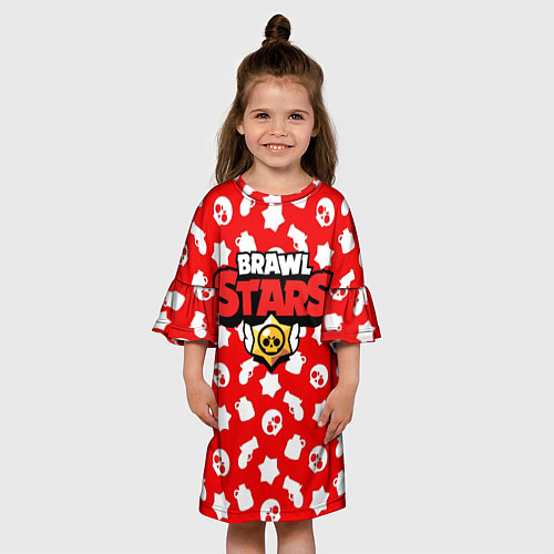Детское платье Brawl Stars: Red & White / 3D-принт – фото 3