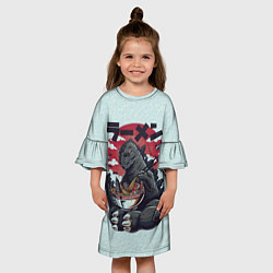 Платье клеш для девочки Blue Godzilla, цвет: 3D-принт — фото 2