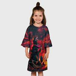 Платье клеш для девочки Укулеле, цвет: 3D-принт — фото 2