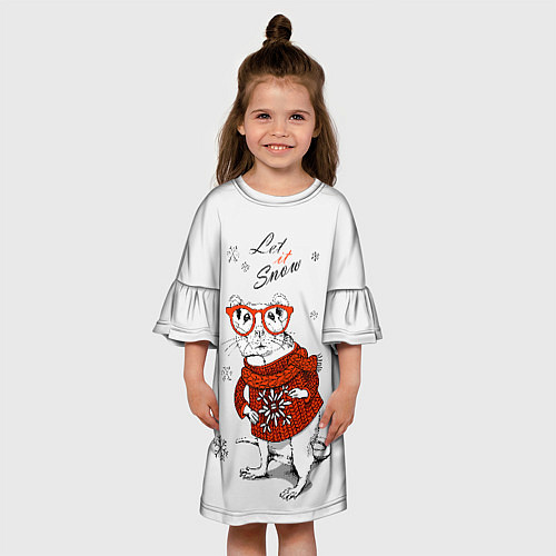 Детское платье Let it snow - white rat / 3D-принт – фото 3