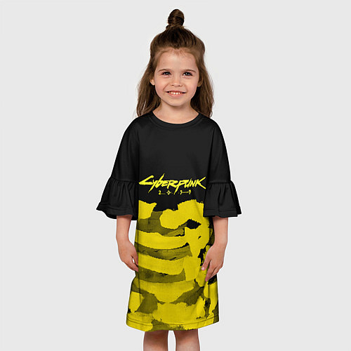 Детское платье Cyberpunk 2077: Black & Yellow / 3D-принт – фото 3