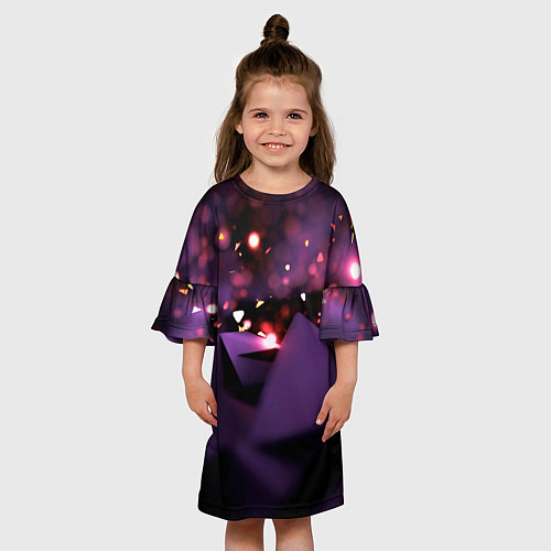 Детское платье Фиолетовая абстракция с блестками / 3D-принт – фото 3