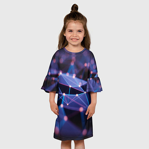 Детское платье Абстрактные линии и свечение / 3D-принт – фото 3