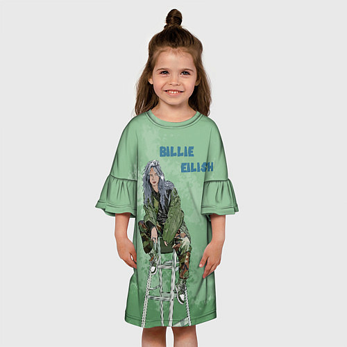 Детское платье Billie Eilish: Green Motive / 3D-принт – фото 3