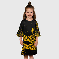 Платье клеш для девочки BILLIE EILISH: Yellow & Black Tape, цвет: 3D-принт — фото 2