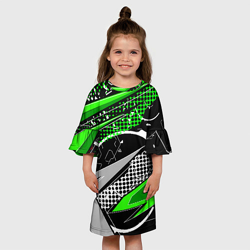 Детское платье Black and green corners / 3D-принт – фото 3