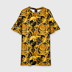 Детское платье Львы золотые узоры