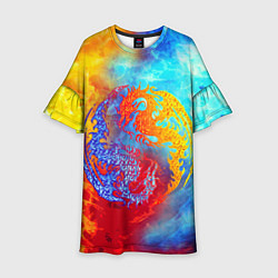 Платье клеш для девочки Битва огней x Драконы, цвет: 3D-принт