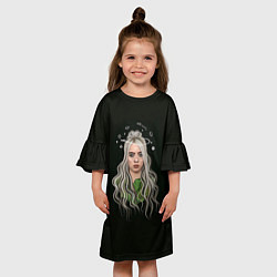 Платье клеш для девочки Billie Eilish Black Art, цвет: 3D-принт — фото 2