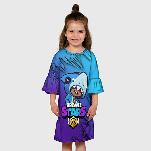 Детское платье Brawl Stars LEON SHARK / 3D-принт – фото 3