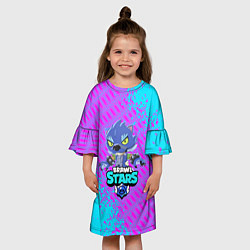 Платье клеш для девочки BRAWL STARS ОБОРОТЕНЬ LEON, цвет: 3D-принт — фото 2