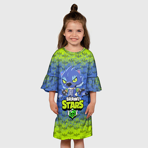 Детское платье BRAWL STARS LEON ОБОРОТЕНЬ / 3D-принт – фото 3
