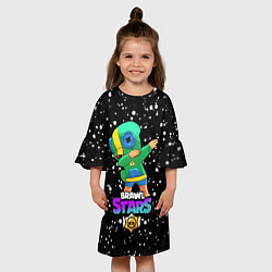 Платье клеш для девочки Brawl Stars Leon, Dab, цвет: 3D-принт — фото 2