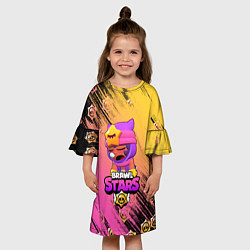 Платье клеш для девочки Бравл старс Сэнди, цвет: 3D-принт — фото 2