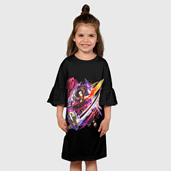 Платье клеш для девочки Shaman king, цвет: 3D-принт — фото 2