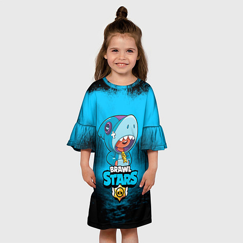 Детское платье Brawl stars leon shark / 3D-принт – фото 3