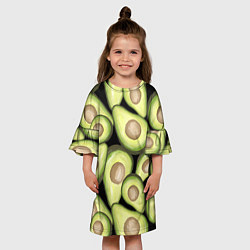 Платье клеш для девочки Avocado background, цвет: 3D-принт — фото 2