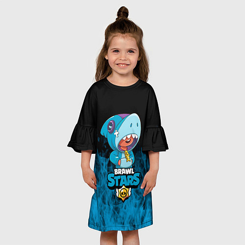 Детское платье Brawl stars leon shark / 3D-принт – фото 3