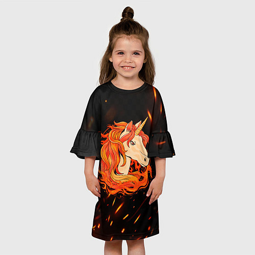 Детское платье Огненный единорог / 3D-принт – фото 3