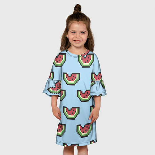 Детское платье Пиксельный арбуз / 3D-принт – фото 3