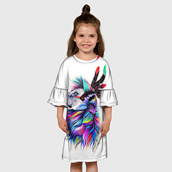 Платье клеш для девочки Лев арт, цвет: 3D-принт — фото 2