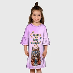 Платье клеш для девочки Енот, цвет: 3D-принт — фото 2